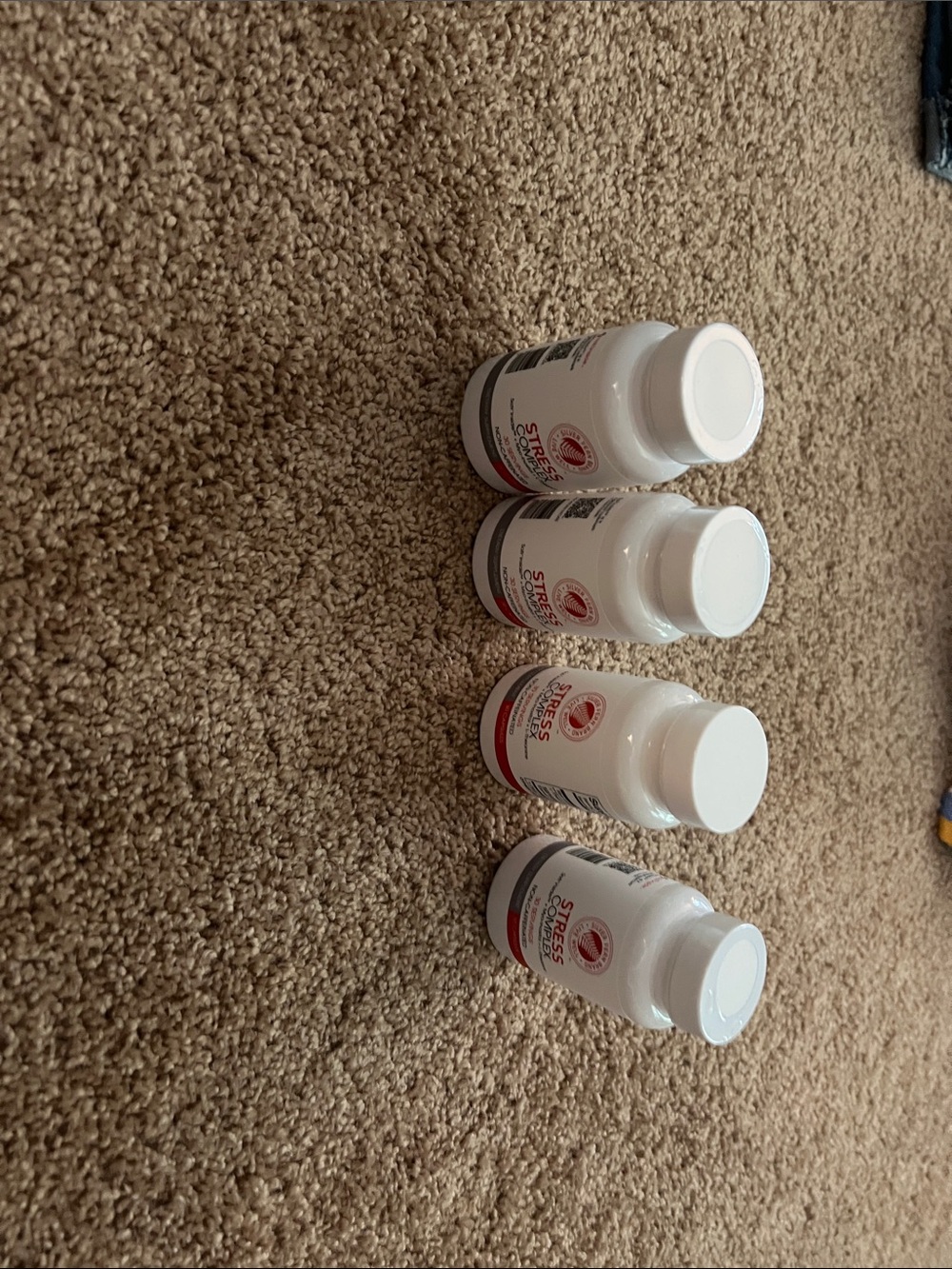 Stress Relief Supplement Bottles — White